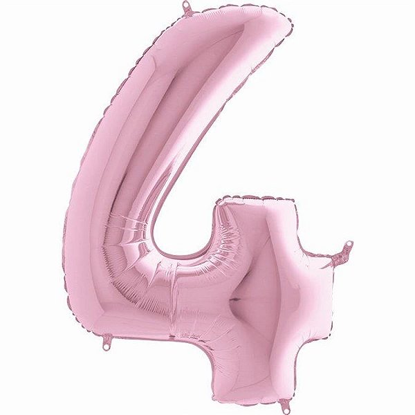 Balão Metalizado Número 4 Pink Pastel 40'' / 101cm
