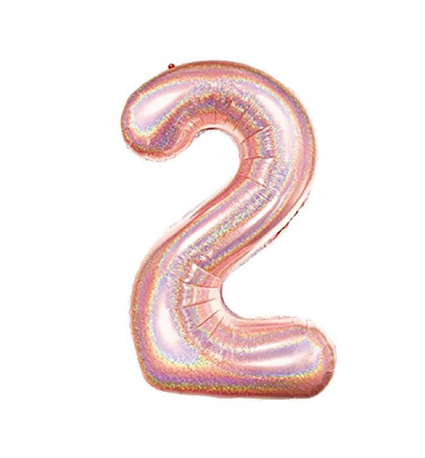 Balão Metalizado Número 2 Holográfico Glt Rose Gold 40'' / 101cm