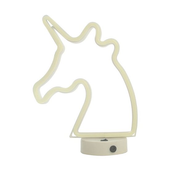 Silhueta de Led Un Unicórnio Branco 29x10x30,5