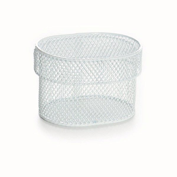 Caixa Aramada Oval Branco 7,5 x 5 cm- 1 Unidade