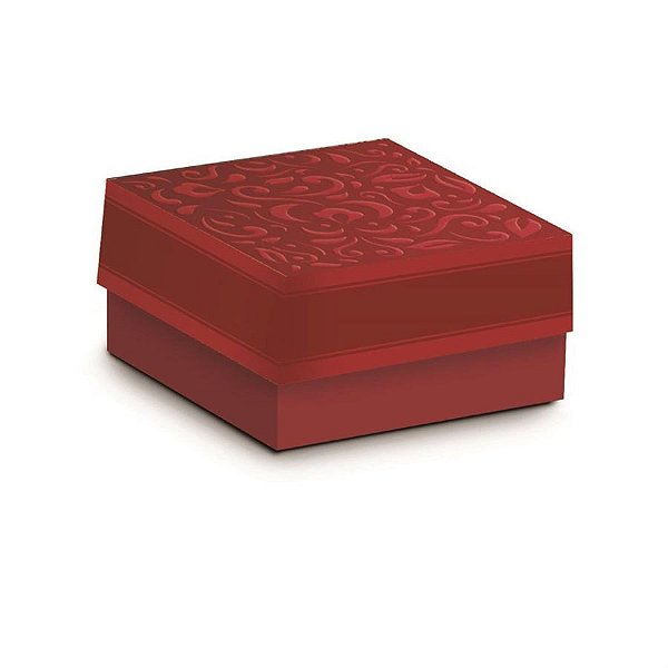 Caixa Bem Casado Quadrada Relevo Vermelho 6,5x6,5x3,5 - 12 Un