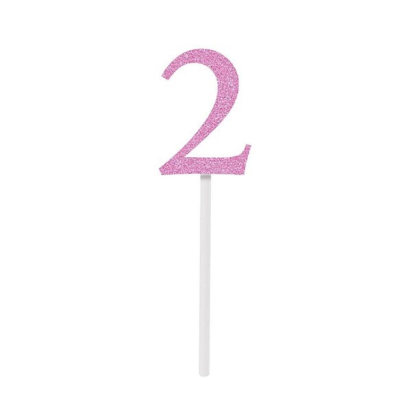 Topo de Bolo Espeto Número 2 Rosa