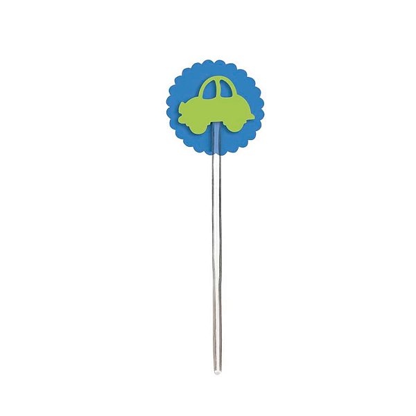 Pick para Docinhos com Carrinho Azul Verde - 24 Peças