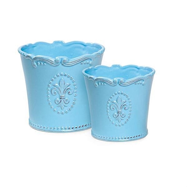 Kit Vaso de Cerâmica Decorativo Azul para Médio - 2 peças