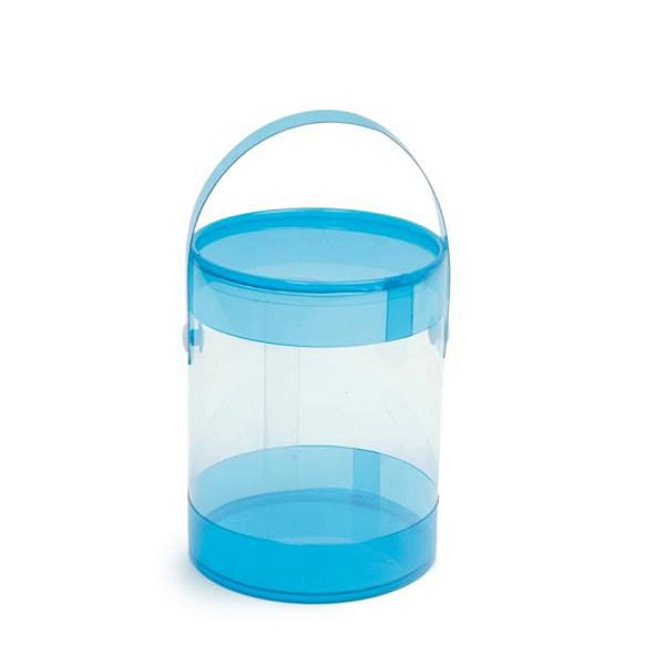 Baldinho Transparente com Tampa Azul 8x8x10,5