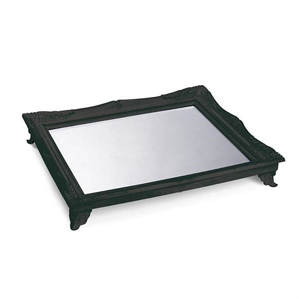 Bandeja com Espelho Preto 29,5x24,5x4,5