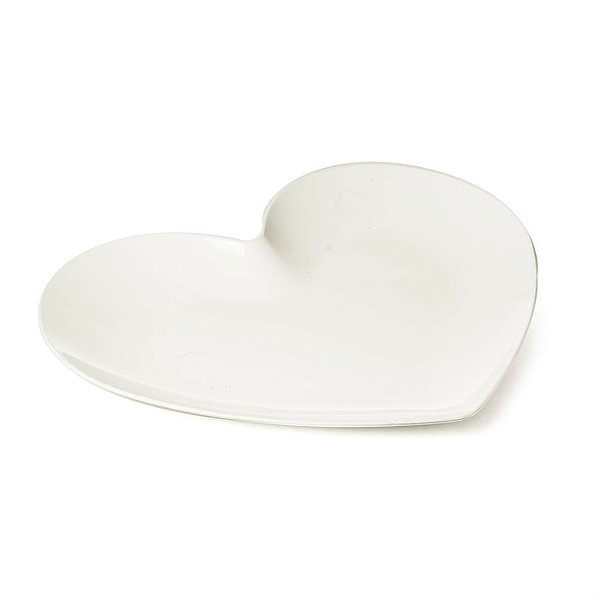 Bandeja Decorativa Coração Branco 24,5x23x1,5