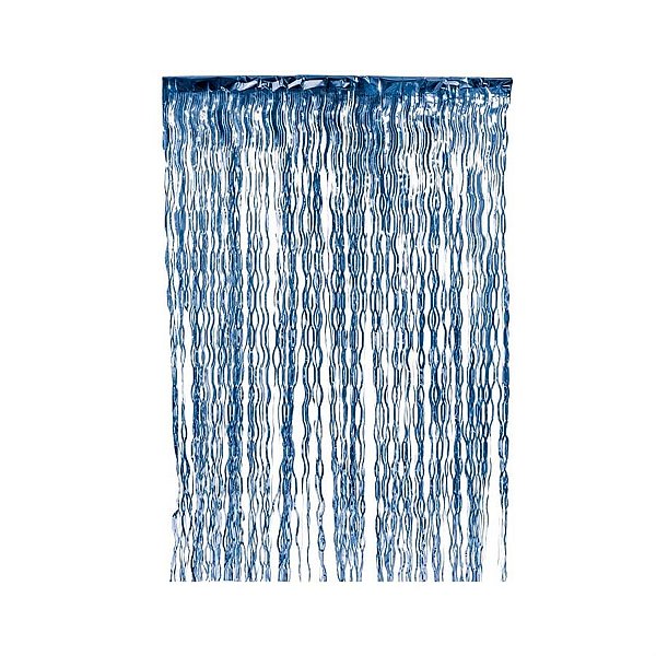 Cortina Decorativa Metalizada Azul Escuro