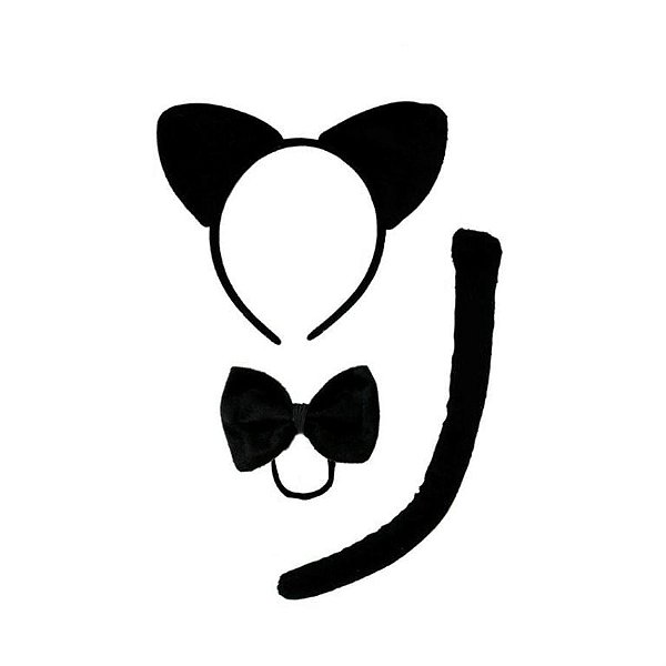 Conjunto de Acessórios Gatinho Preto