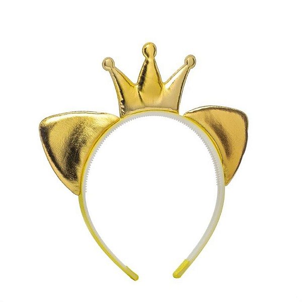 Acessório Tiara Coroa Vinil Dourado