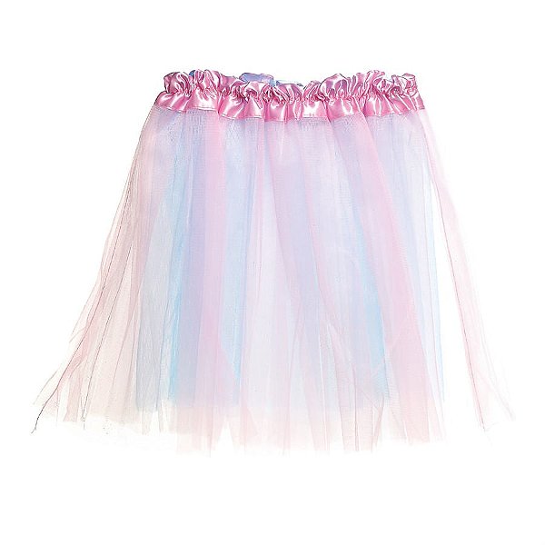 Saia de Tule Azul Rosa Adulto