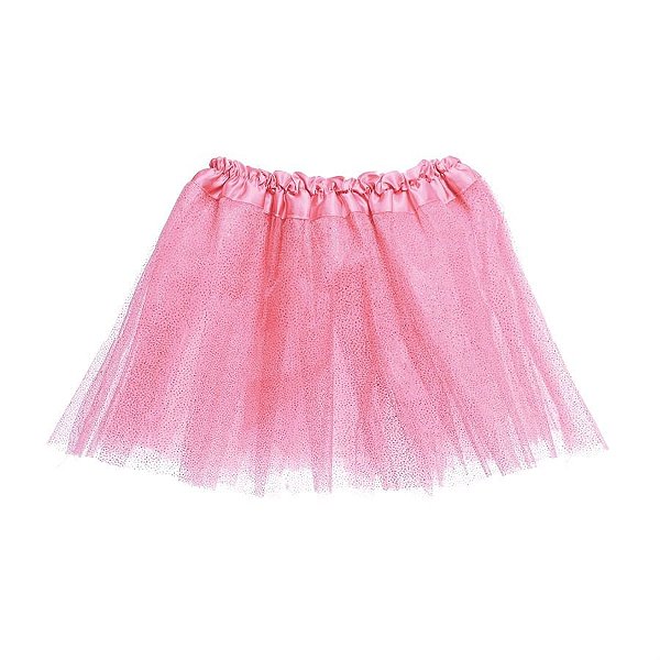 Saia de Tule Pink com Glitter Infantil
