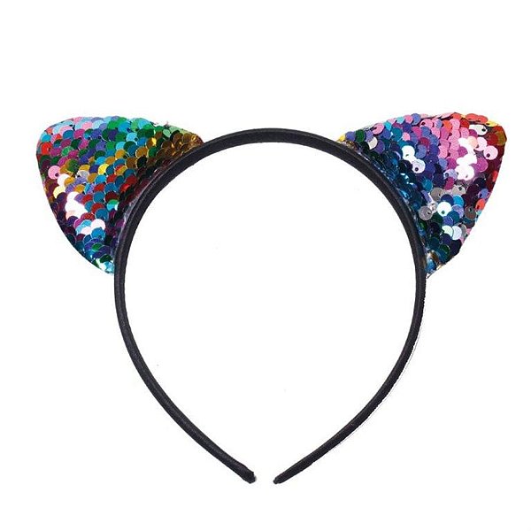 Acessório Tiara Gatinha Paete Multicolor