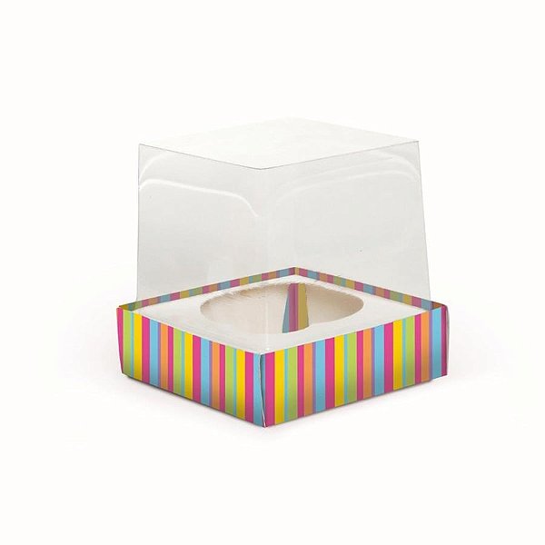 Caixa Cupcake com Visor Colorido 9x9x9 - 6 Un