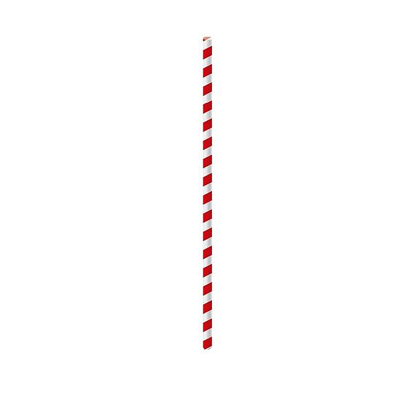 Canudo de Papel Listras Vermelho 22 cm - Pacotes com 100 Unidades