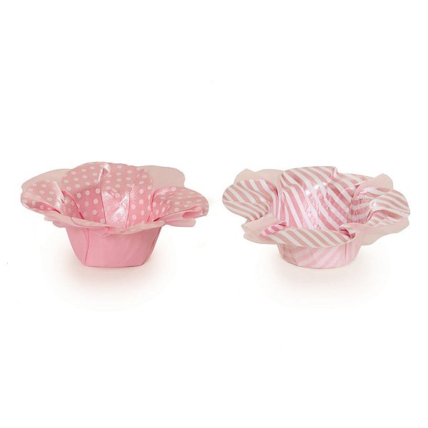 Forminhas para Doces Gloss Poá Listra Rosa - 40 Un