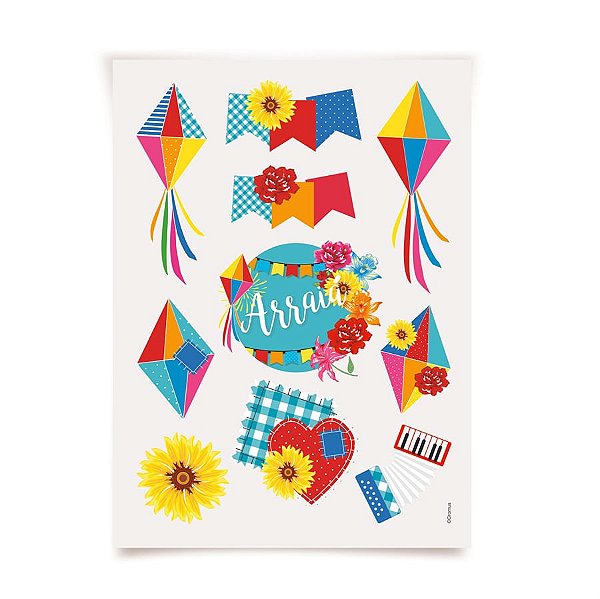Festa Junina - Cartela Transfer para Superfície Lisa Quadrilha 15x20 - 2 Peças