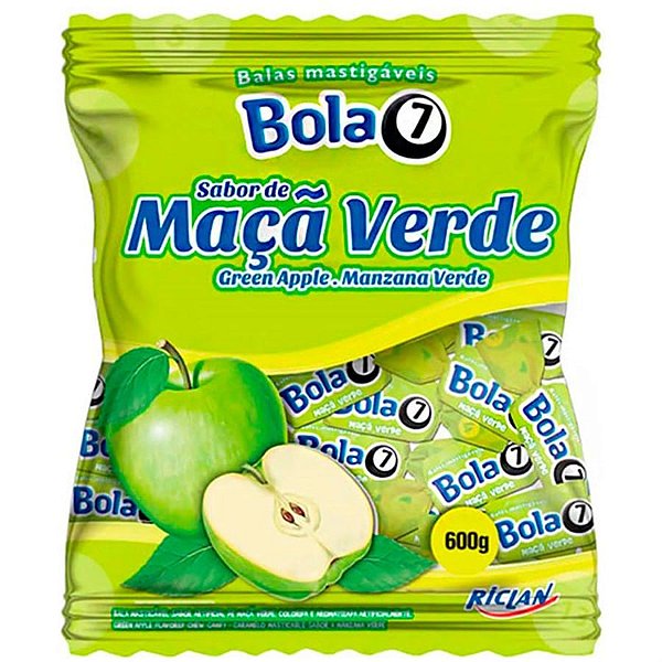 Bala Mastigável Bola 7 Maça Verde 500g - Riclan
