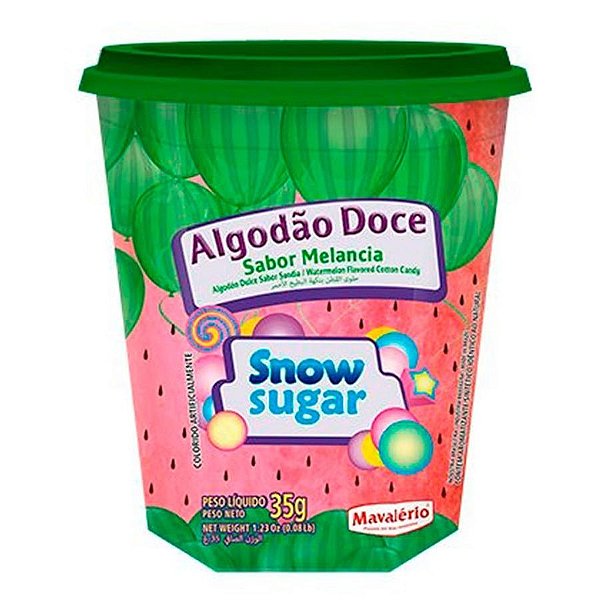 Algodão Doce Pronto Rosa Sabor Melancia Snow Sugar 35g - Mavalério