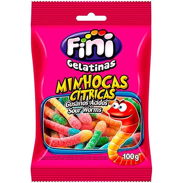 Bala de Gelatina Minhocas Cítrica 250g - Fini