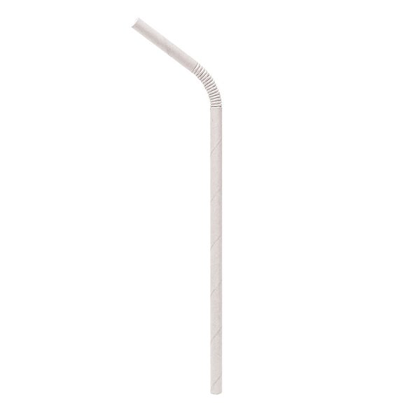 Canudo De Papel Sanfonado Branco 20Cm Pt - 20 Unidades
