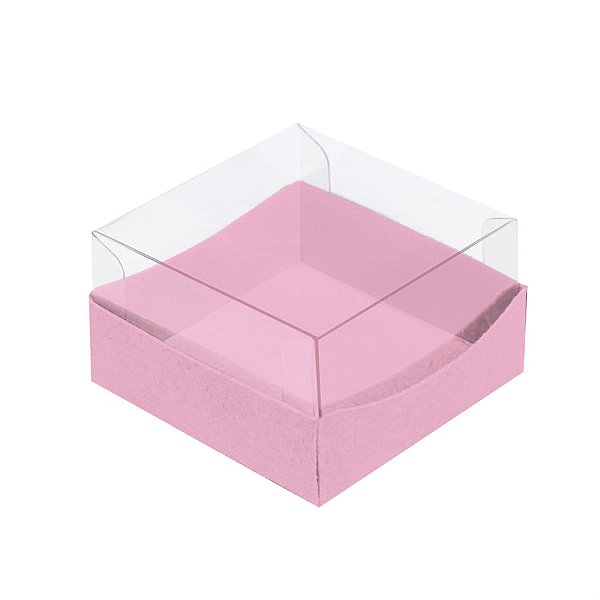 Caixa Bem Casado Com Tampa De Acetato Rosa 5,5X5,5X3 Pt - 24 Un