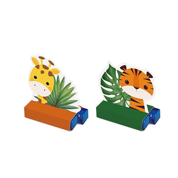 Caixa Bis Composse Tigre E Girafa Safári 2 - 5,5X3,5X6,5 Pt - 8 Unidades