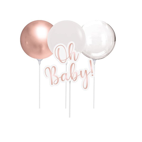 Kit Topo De Bolo com Balão Oh Baby Girl