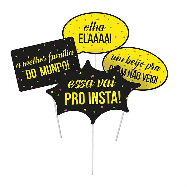 Plaquinhas Divertidas Neon Pt - 8 Un