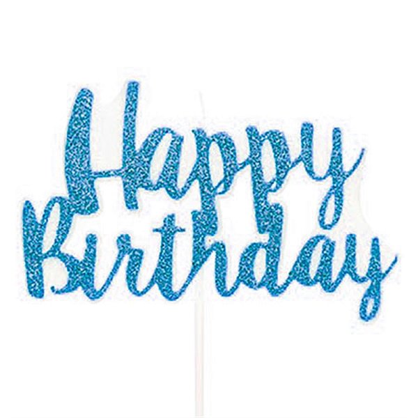 Vela Happy Birthday Azul Claro Grande