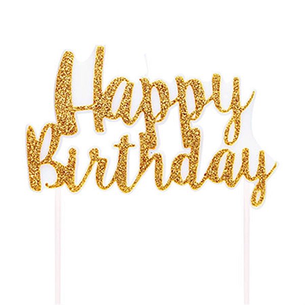 Vela Happy Birthday Dourado M