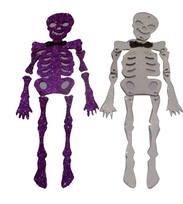 Enfeite Esqueletos Halloween Duas Cores Tam.Aprox.49Cm