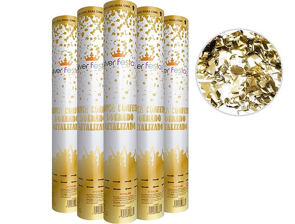Lança Confetes Dourado Metalizado 30 Cm Picado