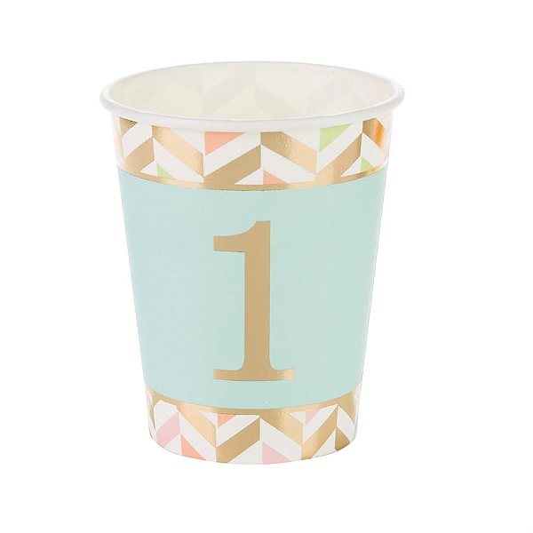 Copo de Papel 270ml Azul 1 Ano - 10 Un