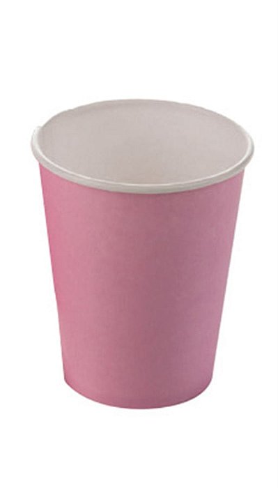 Copo de Papel 270ml Liso Rosa Bebe - 10 Un