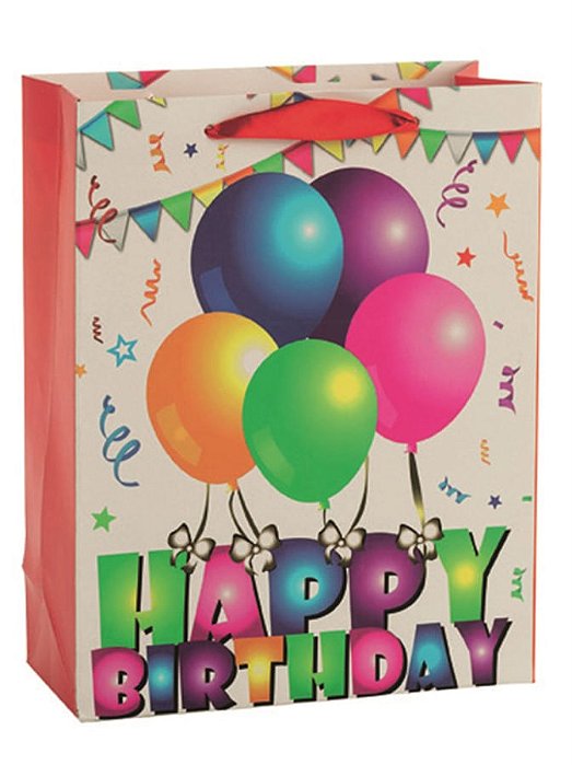 Sacola Papel Estampada, 23*18Cm Happy Birthday