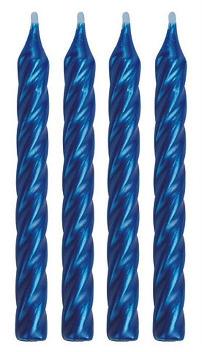 Vela Espiral Azul Metalizada - 8 Un