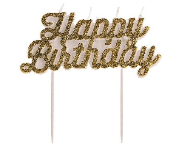 Vela Happy Birthday Dourada / Branco