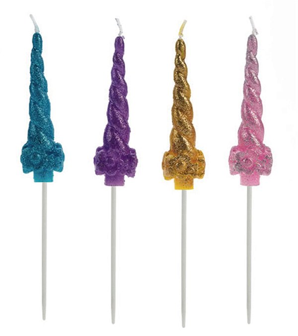 Vela Unicornio C/ Glitter - 4 Un