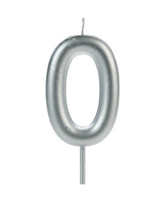 Vela Big Metalizada 8,5cm Prata Nº 0
