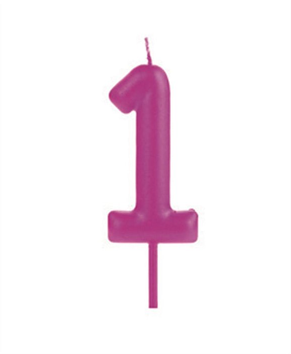 Vela Big Metalizada 8,5cm Rosa Nº 1