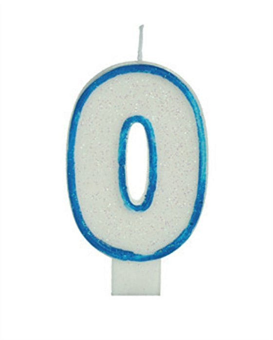 Vela Big Glitter Borda Azul Número 0