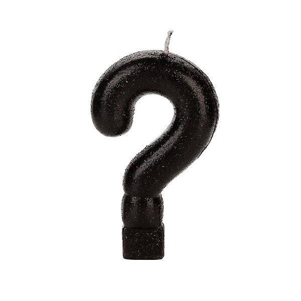 Vela Preta Glitter Interrogação