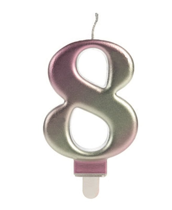 Vela Wave Rosa e Dourada Número 8