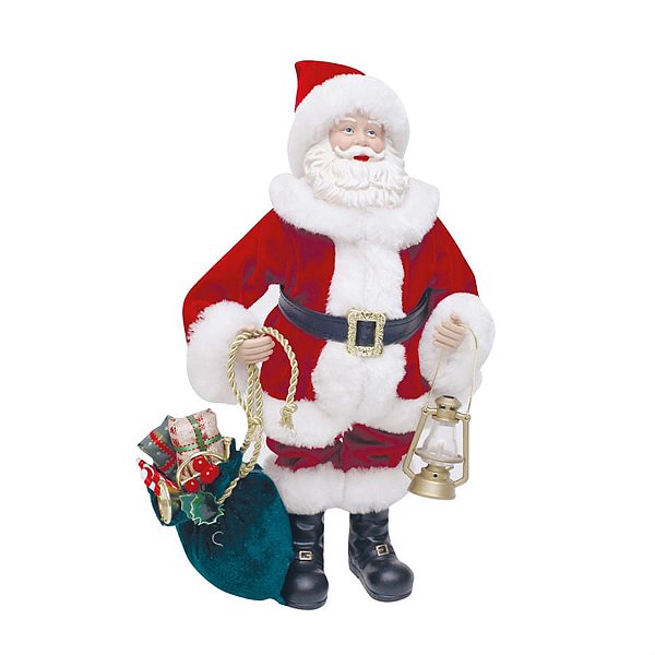 Boneco de Papai Noel com Lanterna Vermelho e Branco de 28cm