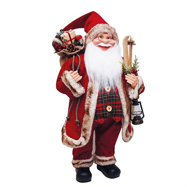 Boneco de Papai Noel com Presentes Vermelho e Verde Bandeira e Marrom de 62cm