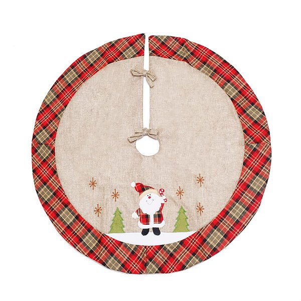 Saia de Árvore Xadrez Noel Juta / Vermelho e Verde 100cm