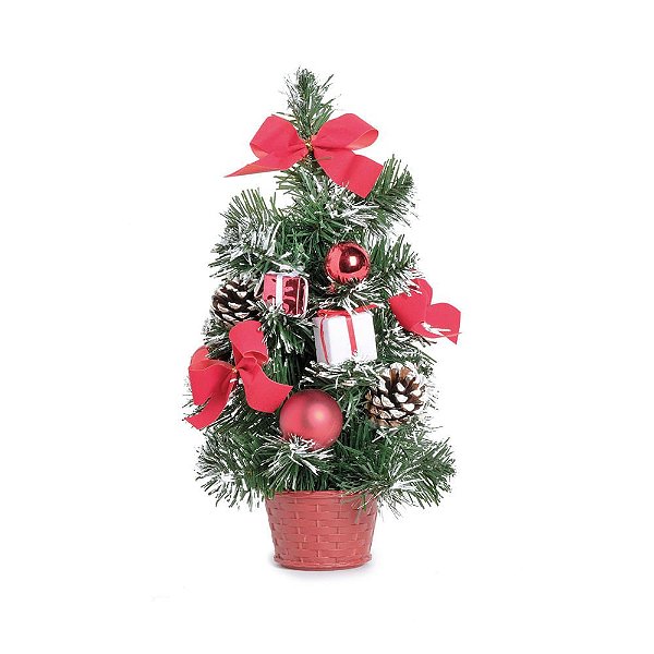 Mini Pinheiro Decorado Vermelho e Verde 30cm