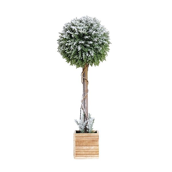 Topiara com Led Nó Cachepot Verde e Branco