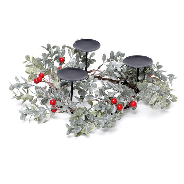 Guirlanda Advento Porta 3 Velas Verde e Vermelho (Arranj de Mesa)